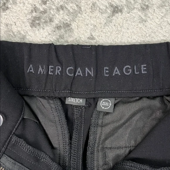 AMERICAN EAGLE WIDE LEG TROUSER WITH STRETCH BLACK HIDDEN CLOSURE SZ 8 Long - Picture 12 of 16